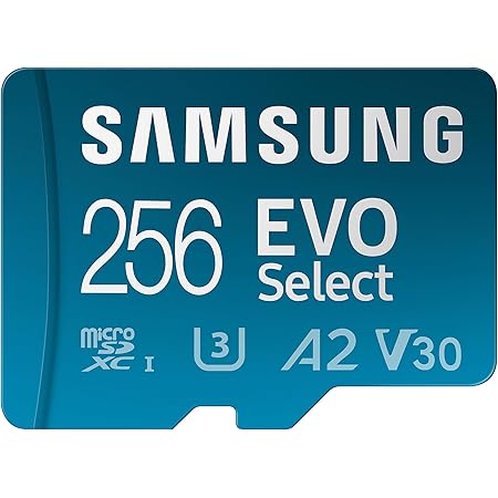 Samsung Evo Select Carte mémoire microSDXC UHS-I U3 130 Mo/s Full HD et 4K UHD avec Adaptateur SD (MB-ME256KA/UE) Bleu 256 Go