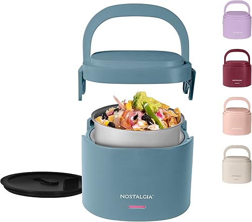 Miniatura 15 de Nostalgia Lonchera Eléctrica Calentada Portátil de 20 Onzas – Tamaño de Viaje, Capacidad de 2.5 Tazas para Sopa, Chile y Sobras – Tapa Sellada de