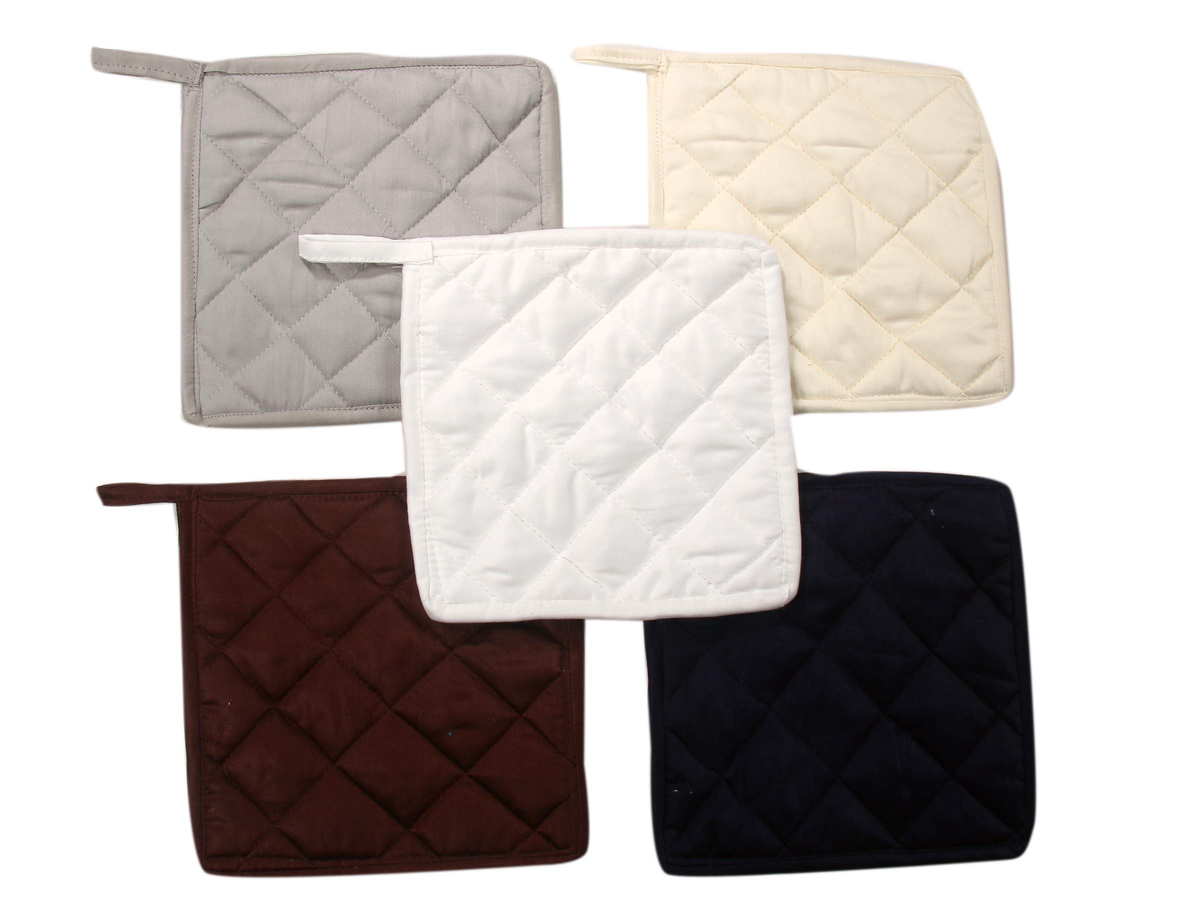 Lot de 10 maniques de cuisine 100 % coton résistant à la chaleur 100 % coton (10 couleurs) 17,8 x 17,8 cm