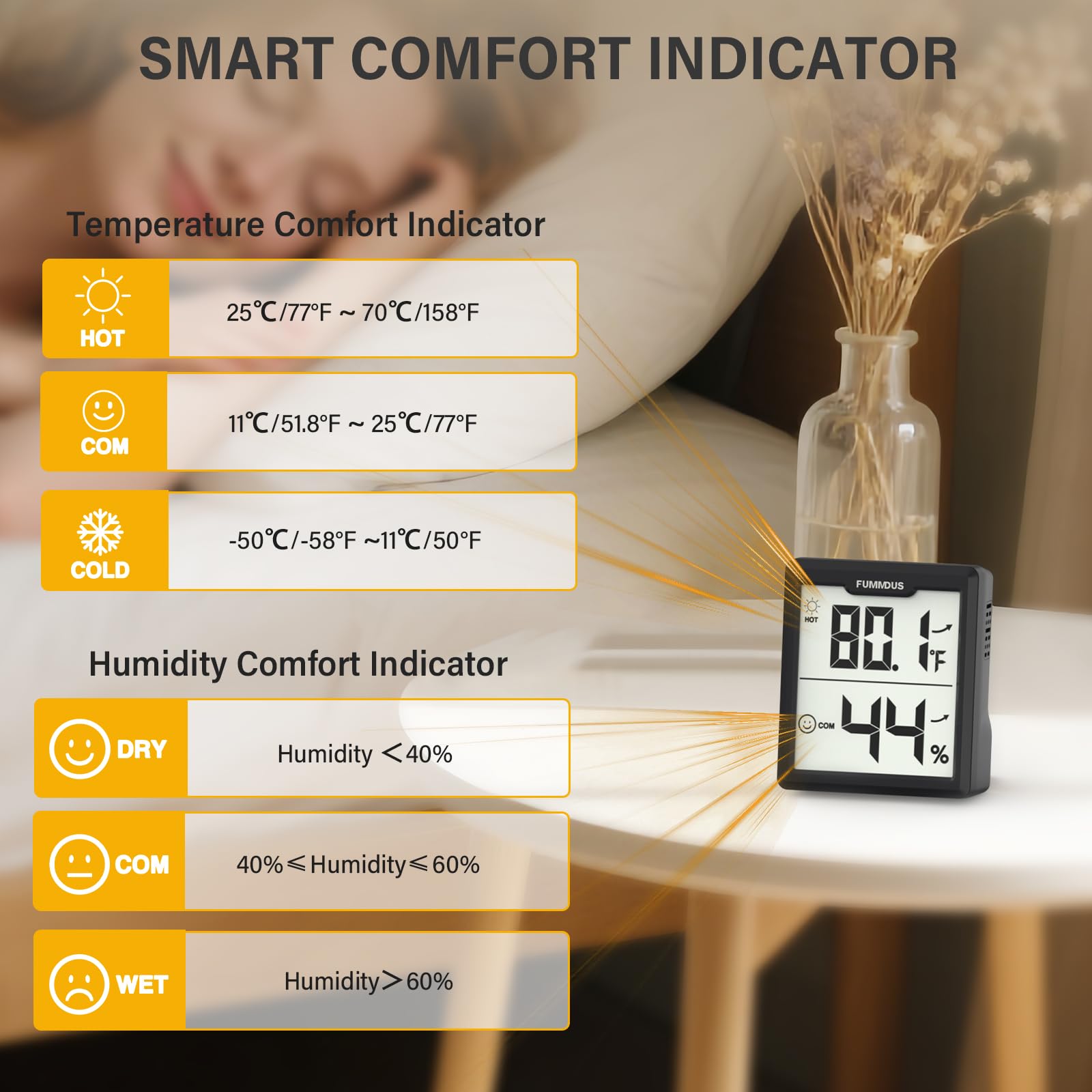 Igrometro digitale per interni, con monitor accurato di temperatura e umidità, per casa, camera dei bambini, ufficio, serra, cantina, 3 pezzi (nero)