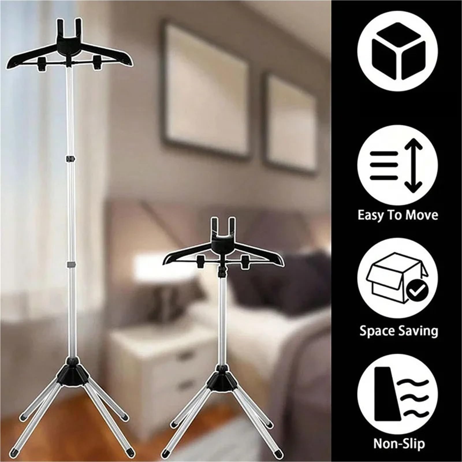Supporto per ASSE da Stiro Porta ASSE da Stiro Regolabile Stendibiancheria telescopico Verticale in Tessuto for Appendere Il Ferro da Stiro in Piedi(Grey)