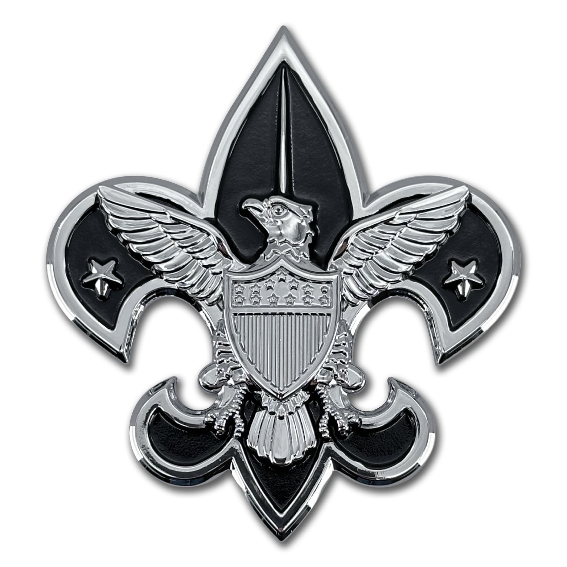 Elektroplate Officially Licensed Boy Scouts of America Chrome and Black All Metal Emblem for Cars, Trucks, and All Auto | Universal Fit | Weatherproof