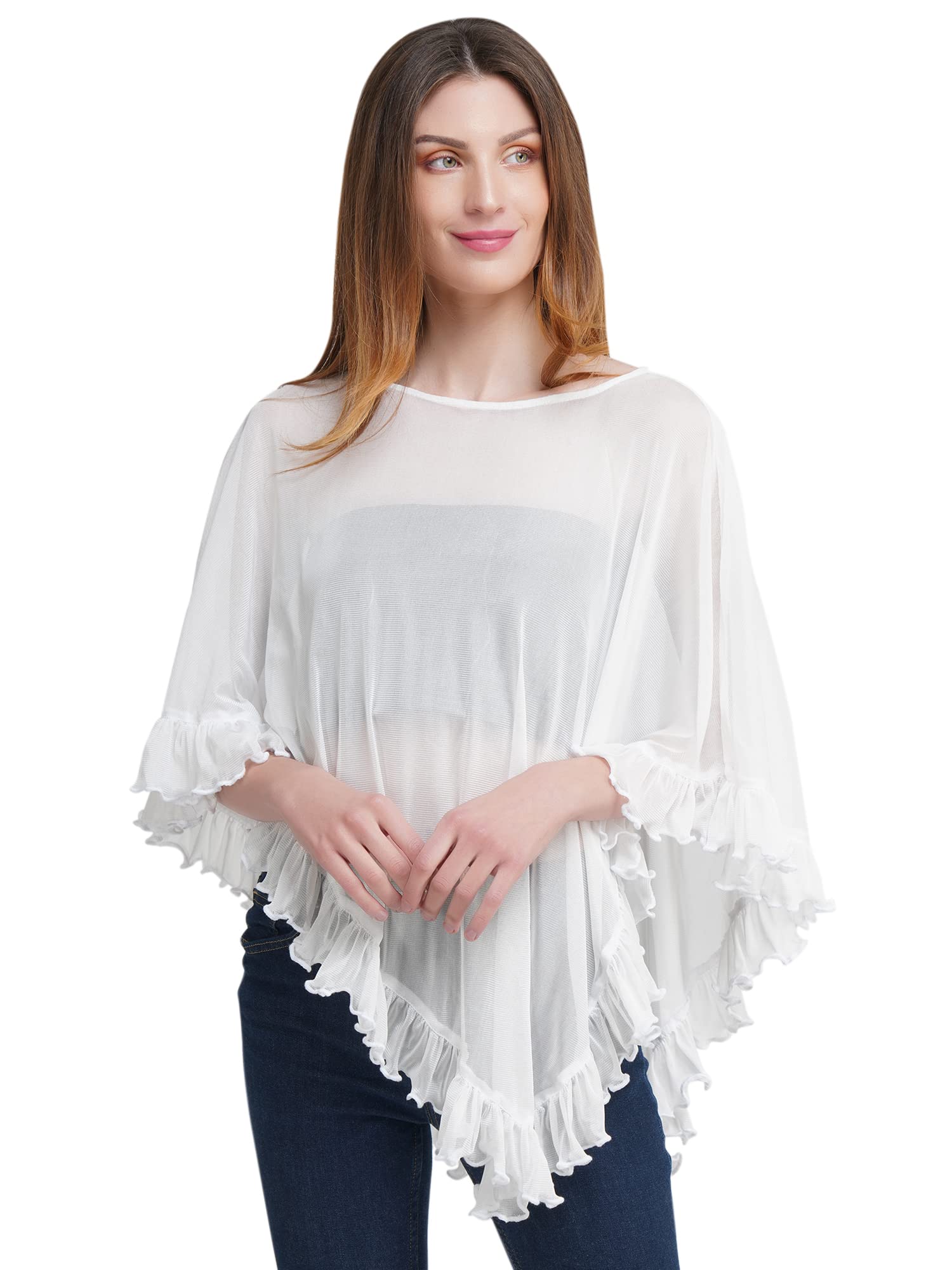 Women's Power Net Ruffled Cape/Poncho