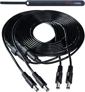 Male to Male DC Cord 5.5x2.1mm,12.5 Feet DC Cable,6/9/12V,WILDARES for LED Display,LED Strip,Security Camera, Trail Camera,Router,Surveillance Camera,CCTV, DVR, Printer,Extra 3.5x3.15mm Male (2 pcs)