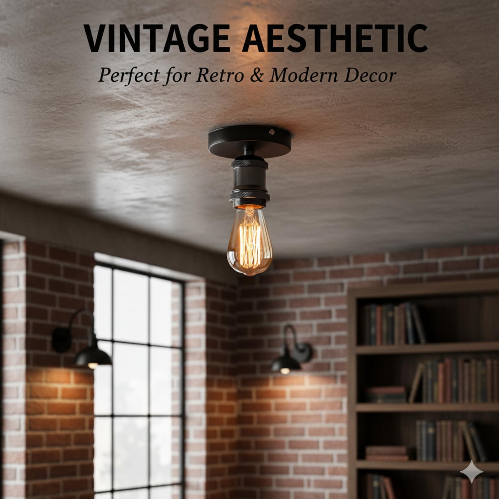 Black Industrial Lamp Socket - Retro Light Fixture -4