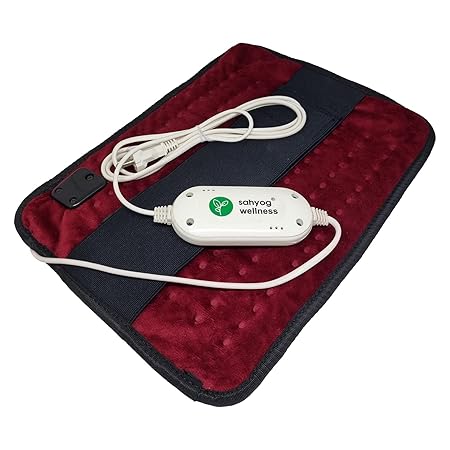 Sahyog Wellness Velvet Orthopaedic Pain Reliever Electric Heating Pad with Temperature Controller for Joints, Muscle, Shoulder, Abdominal, Neck and Back Pain Relief - Regular (Red)