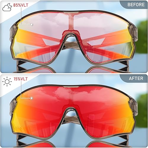 Miniatura 10 de OULAIQI Gafas de ciclismo fotocromáticas para hombres y mujeres TR90 Marco Gafas de sol deportivas con protección UV400 Gafas de béisbol para