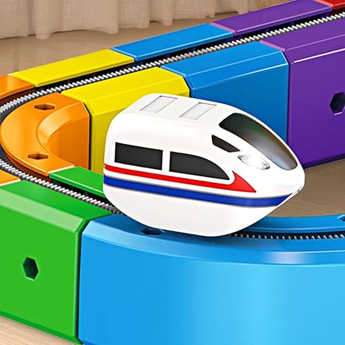 Miniatura 4 de klick Rail - Juego de tren eléctrico, 81 piezas de cubo de construcción de tren de juguete para niños de 3, 4, 5, 6, 7, 8 años, pistas mágicas 3D