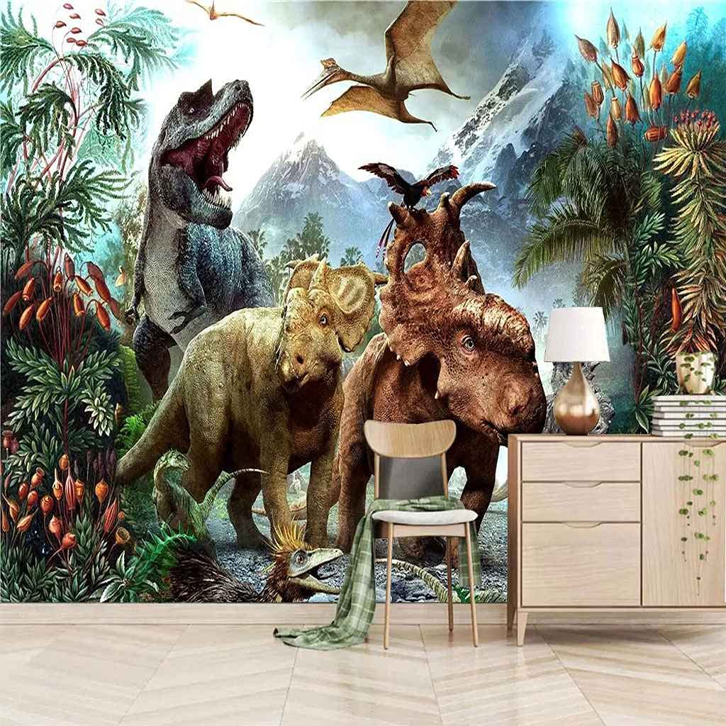 Papier Peint Panoramique Autocollant Dinosaure Toile Adhésive 250x175 cm Facile à Poser