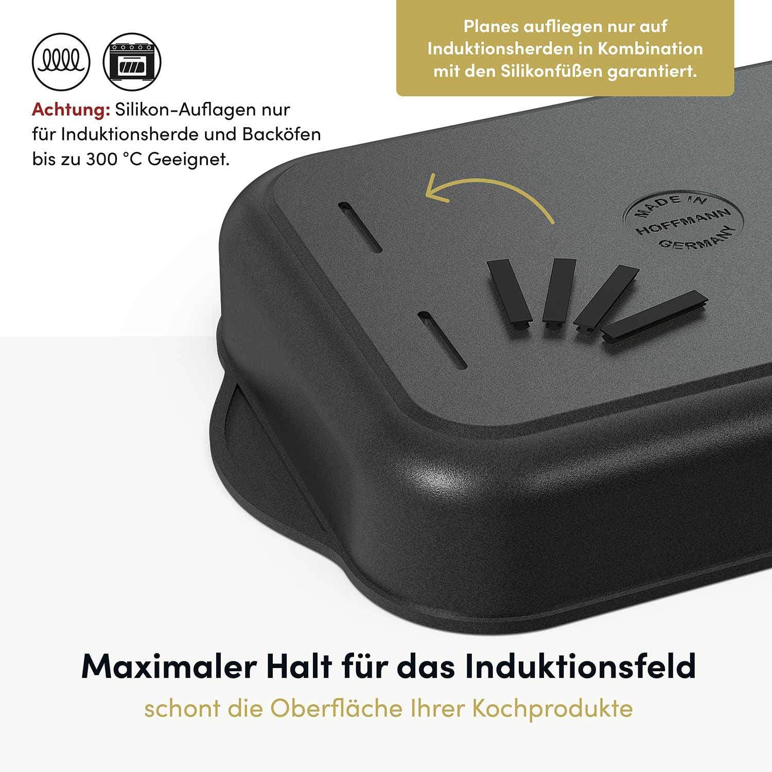 Hoffmann Aluguss Bratreine Auflaufform Induktion I Bräter Rechteckig 32x 24,5 x 6 cm Innenmaß I Auflaufblech Lasagneform Backofenform I Backform Induktionsgeeignet