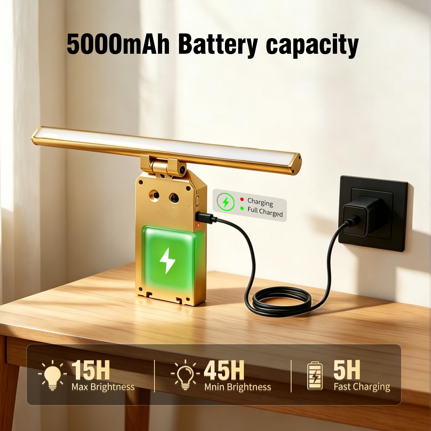 2 luci per immagini senza fili, 23 cm, 5000 mAh, lampada da parete per interni, batteria con telecomando, 3 temperature di colore, 5 intensità di illuminazione, CRI 95+ per dipingere foto
