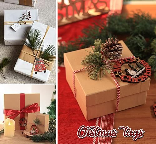 Miniatura 8 de 12 adornos de Navidad para árbol de madera, decoración de árbol de Navidad, manualidades colgantes de madera, temática de Papá Noel, muñeco de nieve