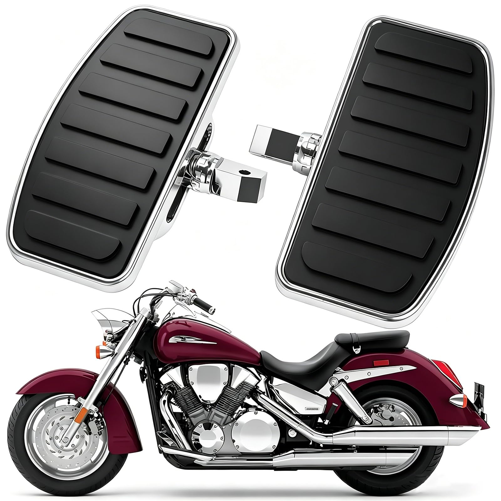 Adjustable Motorcycle Floorboards, Universal Driver &amp; Passenger Foot Pegs Footboard Accessories Compatible with Honda VTX1300/1800 Shadow 1100 Yamaha V Star 650 Suzuki C50 Kawasaki