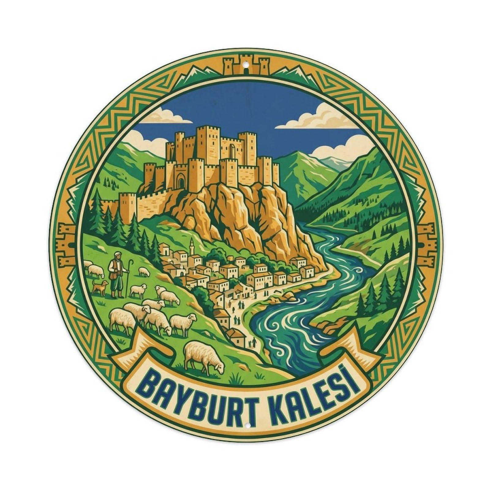 Bayburt Castle Mountain Fortress Turkey Vintage Metal Tin Sign