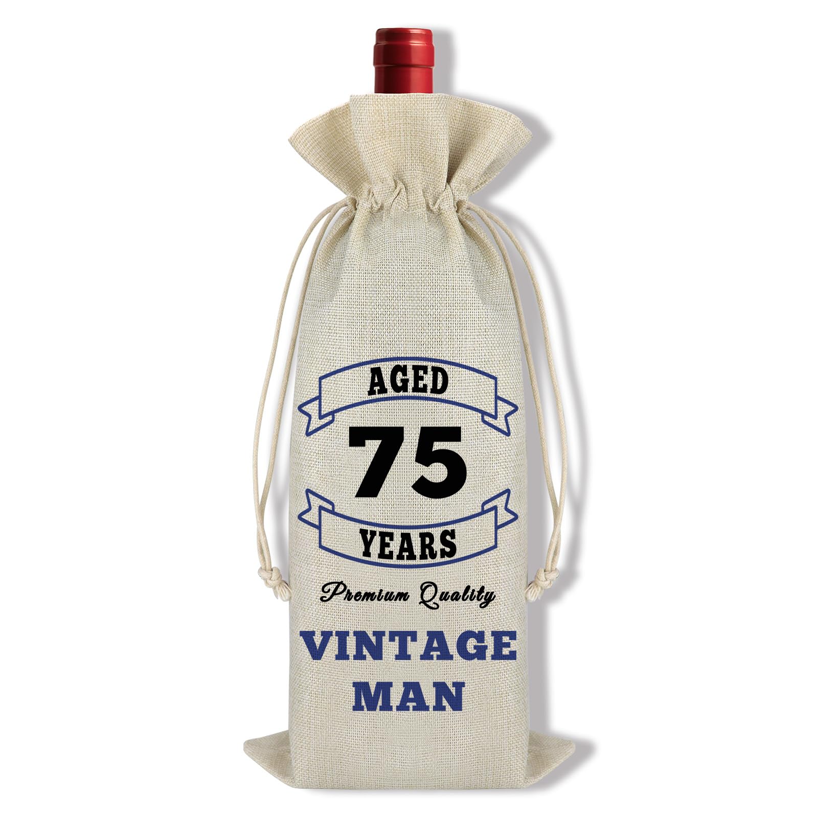 Ximalun 75th Birthday Wine Bag Gift for Men 75 Year Old Birthday Decorations Wine Bottle Bag 75th Birthday Gifts for Men Dad Grandad Husband Uncle Brother Friend Colleague