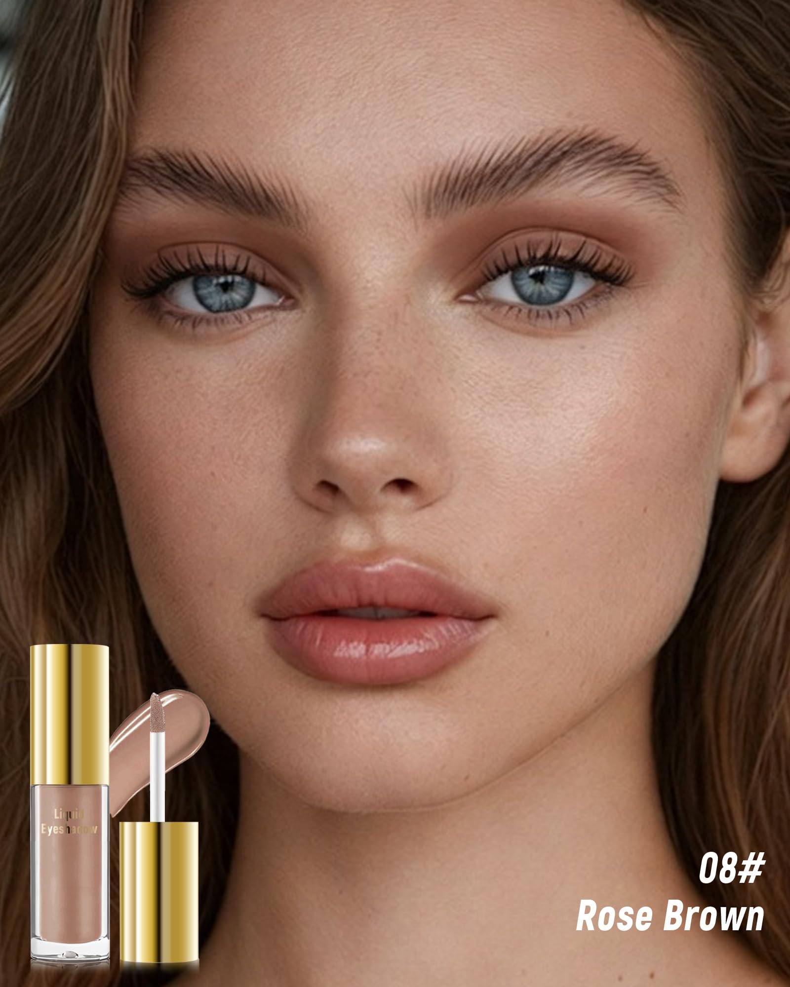 Fard a Paupiere Liquide Velvet, Rose Marron Liquid-to-Powder Ombre a Paupiere Waterproof avec Finition Mat Naturelle, Formule Estompable, Longue Tenue, Hautement Pigmentée, Maquillage pour les Yeux-08 - 2