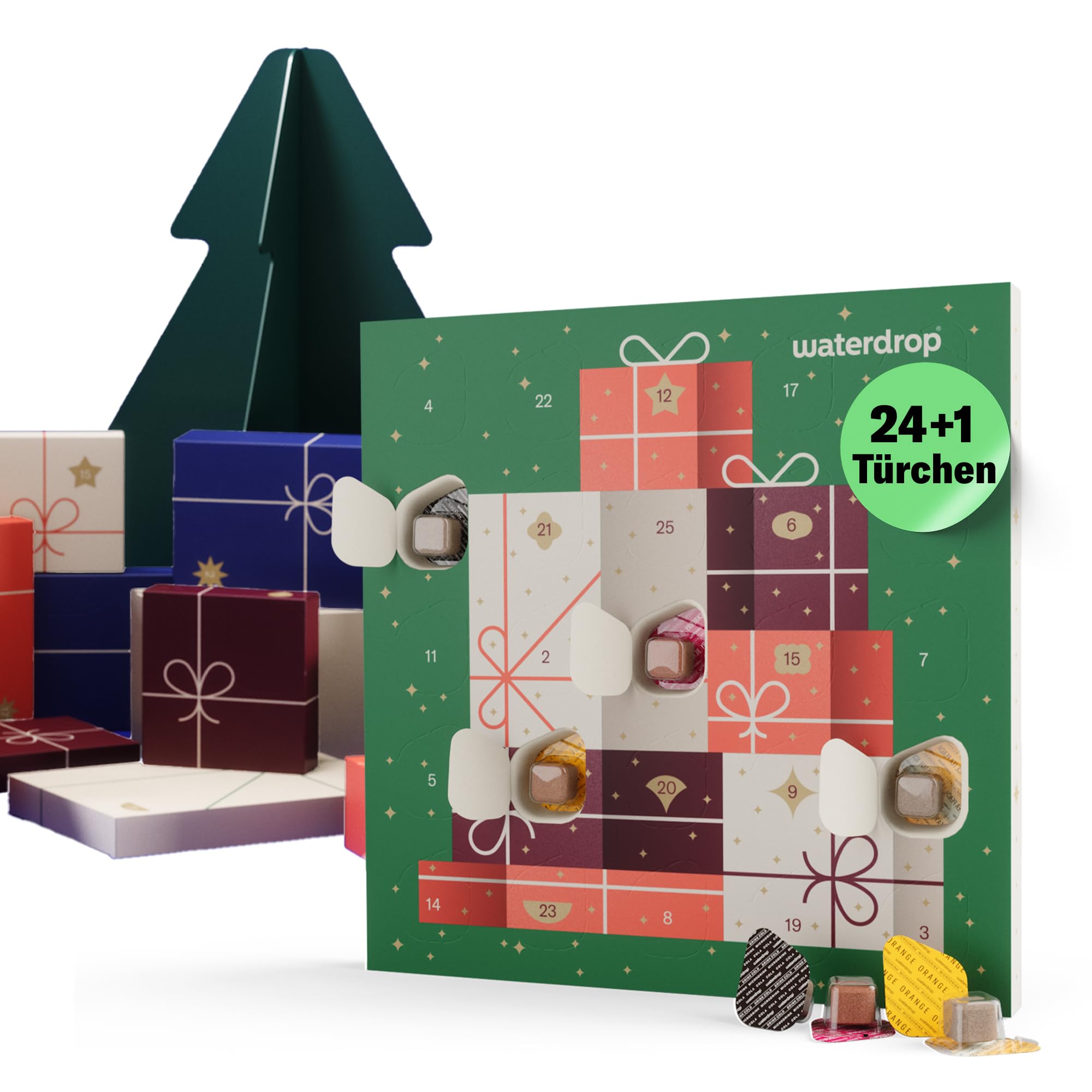 waterdrop® Adventskalender 2025 - Limited Edition - 25 exklusive Überraschungen für Dich selbst oder zum Verschenken - Weihnachtsgeschenkset für Frauen & Männer - Verleiht deinem Wasser Geschmack
