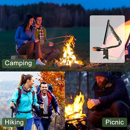 Miniatura 7 de Paquete de 4 barras de ferro para arranque de fuego, herramienta de supervivencia de pedernal y acero, kit de iniciación de fuego 6 en 1, portátil