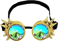 Vista 159 de Gafas de caleidoscopio retro con pinchos, gafas de cristal arcoíris steampunk estilo soldadura, gafas de cosplay punk
