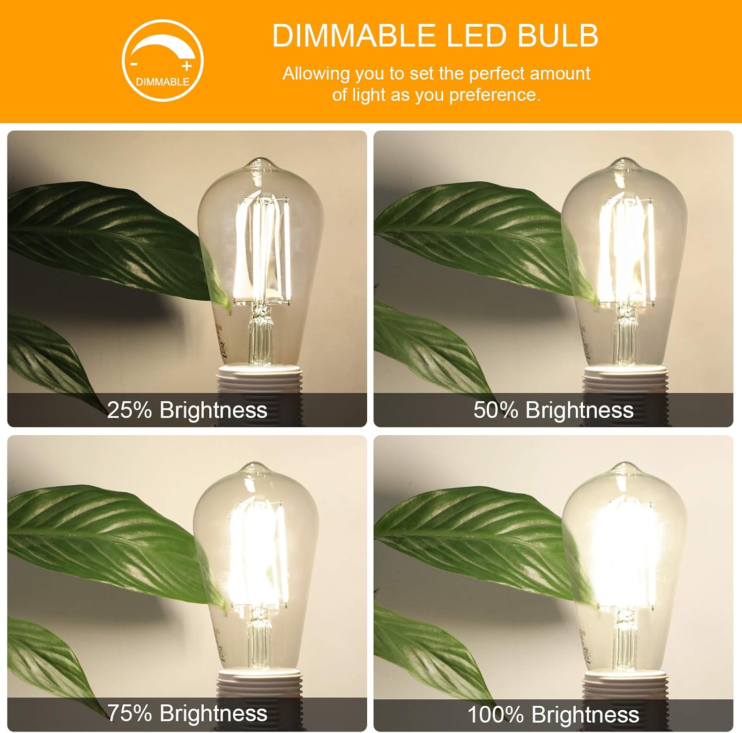 LANGREE Vintage Edison Led Bulb, Dimmable ST58 LED Light Bulbs, Equivalent 60W, Daylight White 4000k, E26 Medium Base, CRI 80+ LED Filament Bulbs, Pack of 5