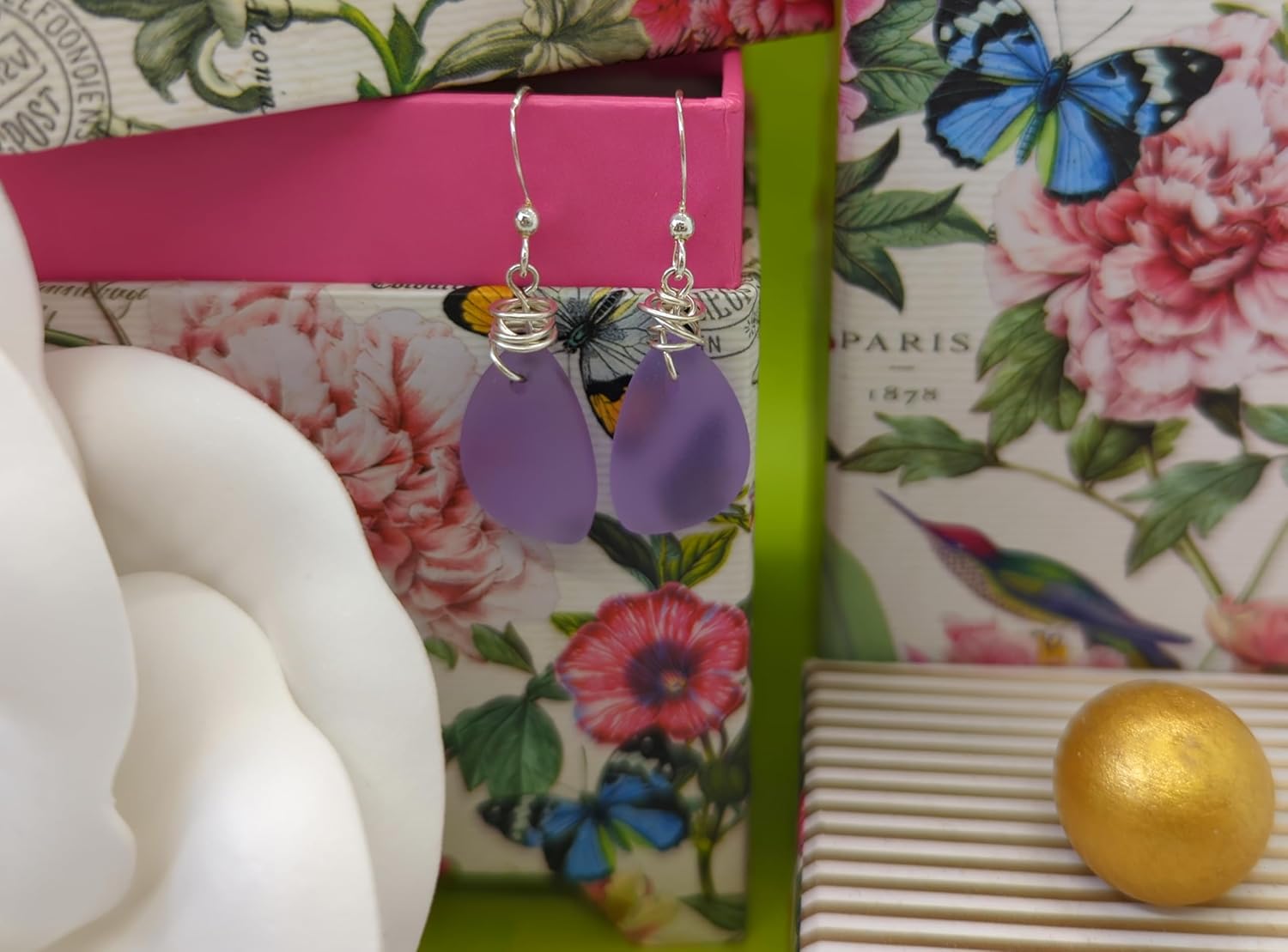 Popular Recycled Sea Glass Earrings on Sterling Silver Hooks