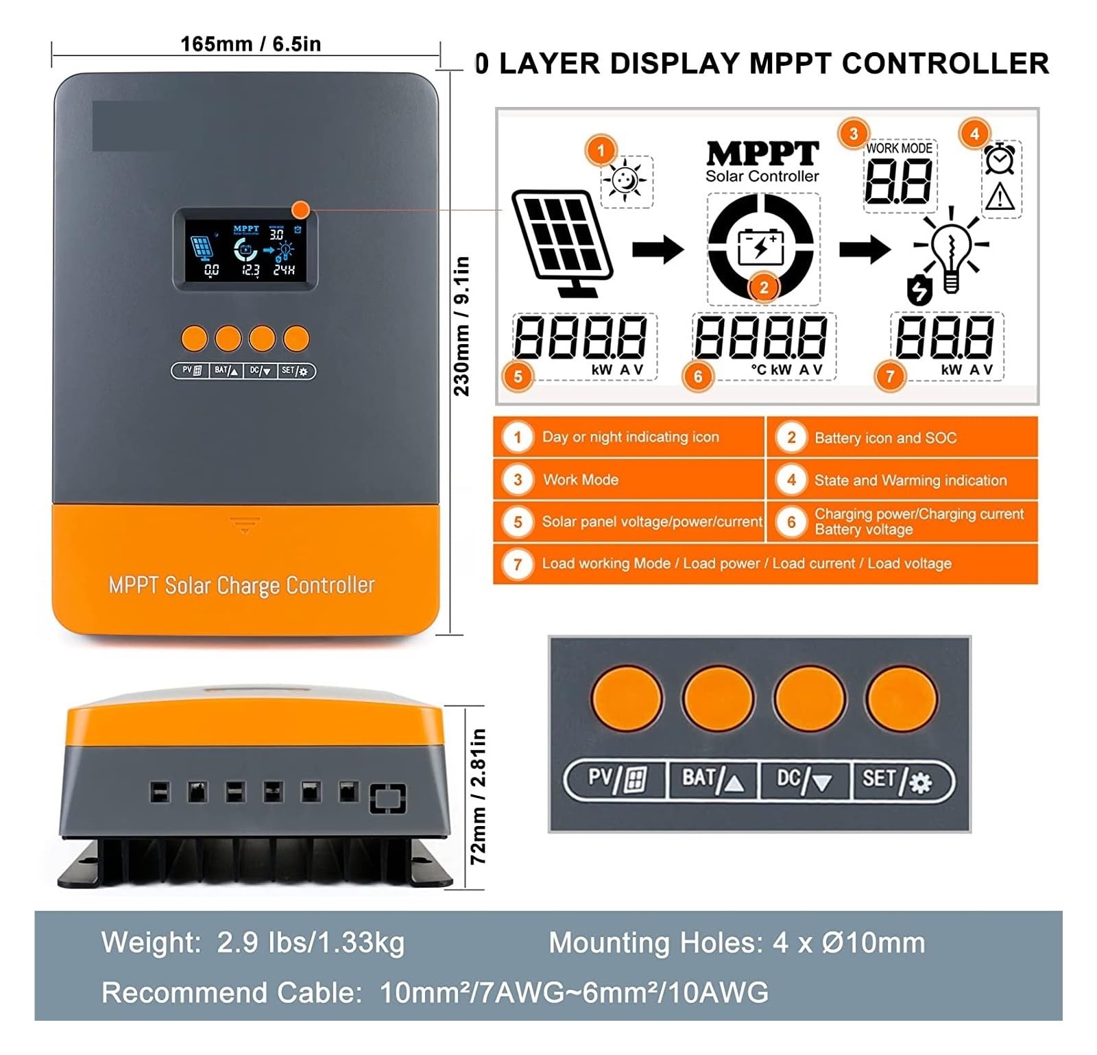 Kontroler Ładowarki Słonecznej MPPT 60A 12V 24V 36V 48V Ładowarka Akumulatorów Regulator Panelu Słonecznego Maksymalne Wejście PV 160VDC Panel słoneczny