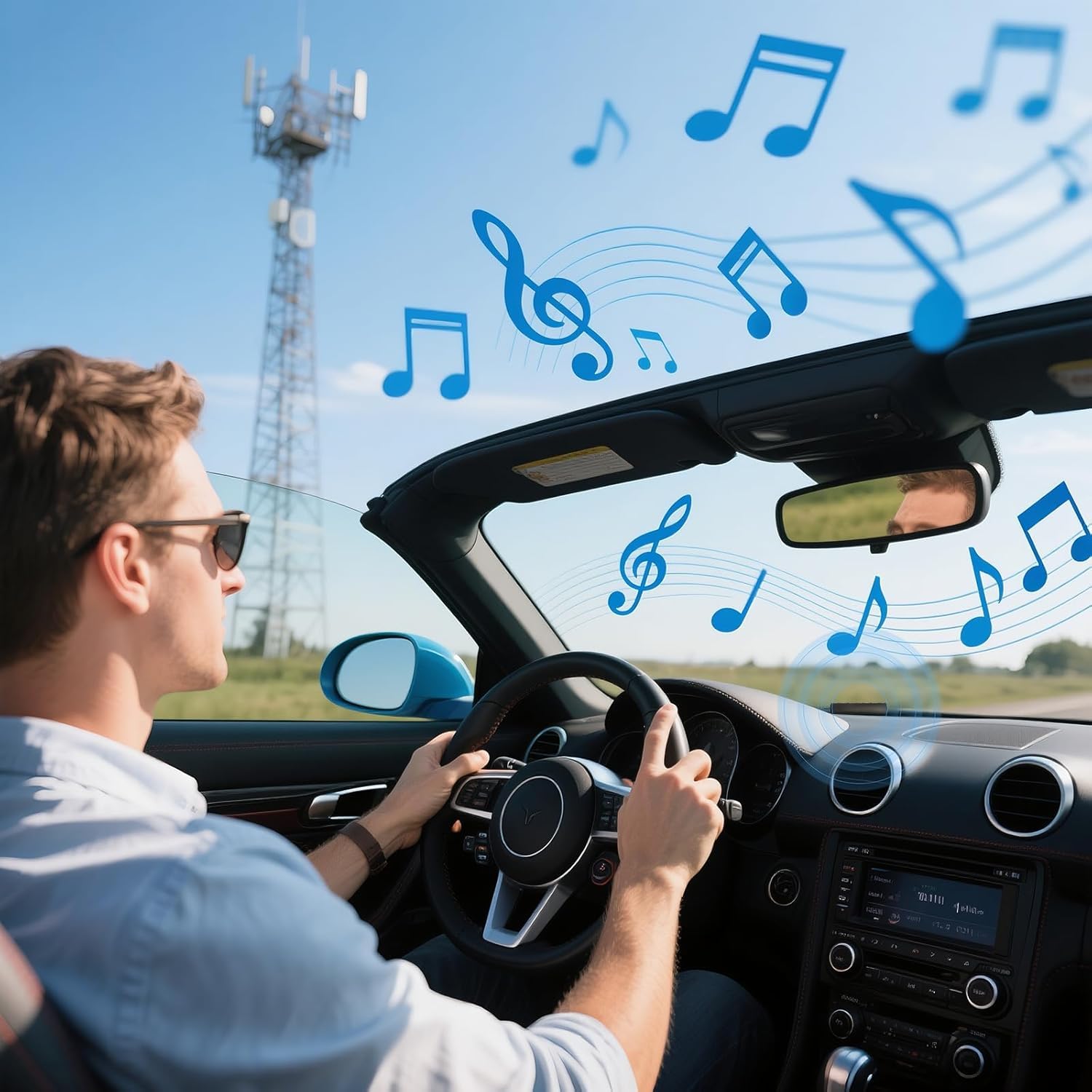 Car Aerial, Universal Car Stereo Antenna, for Am/Fm HD Radio, Hidden Adhesive Mount Windshield Din Vehicle Aerial with 3m Cable, Enhanced Signal Reception & Noise Reduction — view 6