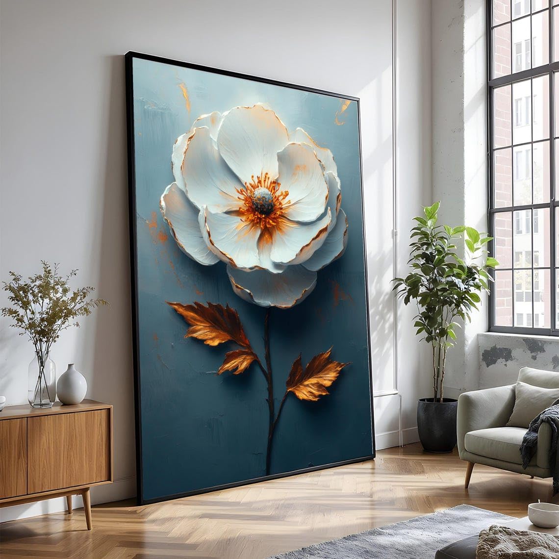 Tableau sur toile fleurs blanches pour illuminer un mur sombre - 8