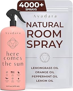 Natural Room Spray, Aromatherapy Spray for Room, Fragrance Room Spray and Home/Linen Deodorizer Mist, All Natural Room Spray Air Freshener with Lemongrass and Peppermint Oil, 4000 Spritzes