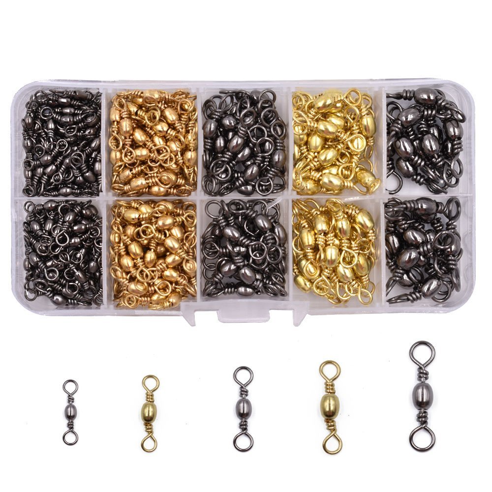 Pêche En Mer Realure 300 Pcs Emerillon Peche Roulants 5 Taille Emerillon Peche Materiel De Peche A La Carpe