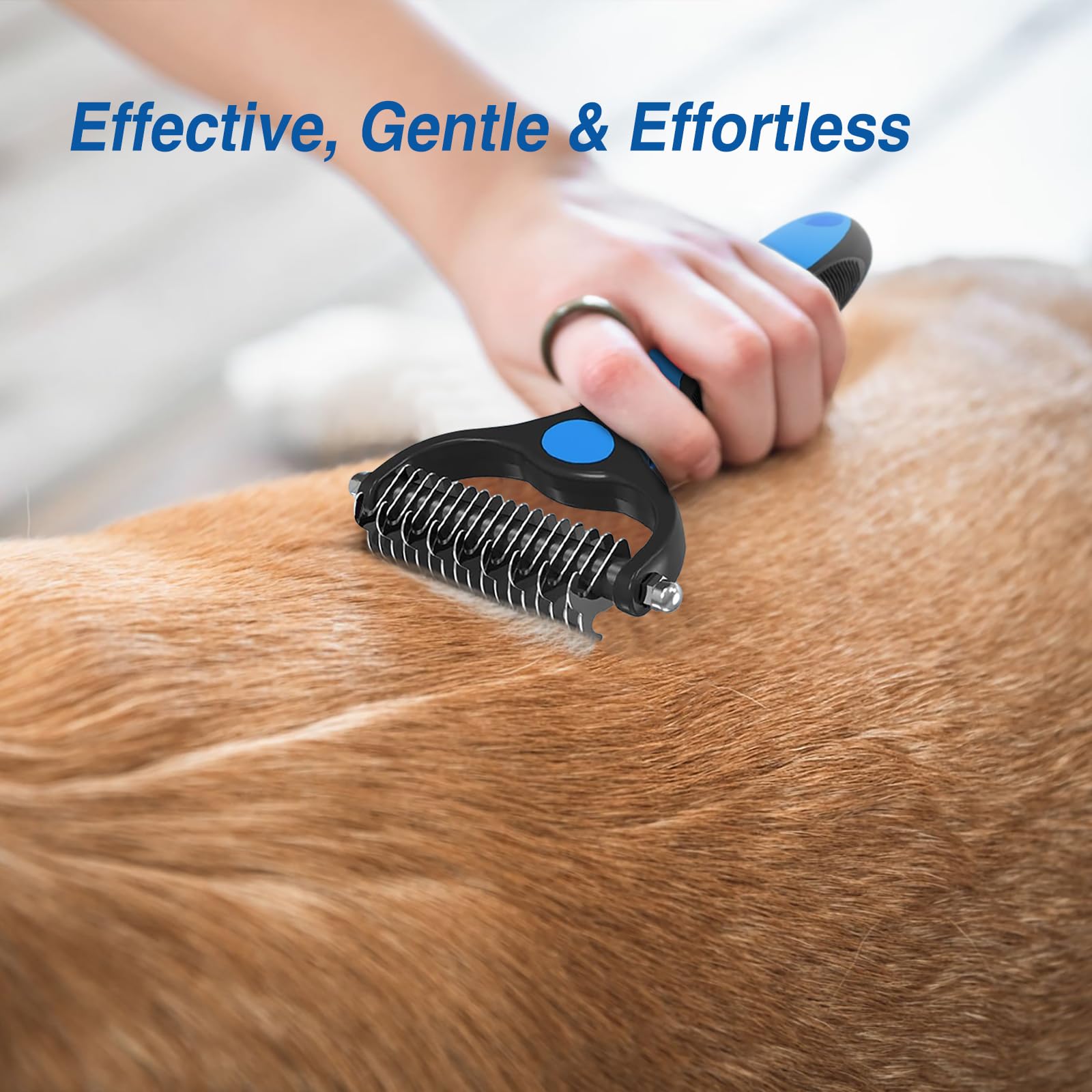 Fellpflegebürsten-Set für Haustiere, Hundebürste zum Ausfallen, Enthaaren, Flohkamm, 16,3 cm, Edelstahl, professionelles Fellpflege-Werkzeug für lang- und kurzhaarige Hunde, Katzen und andere
