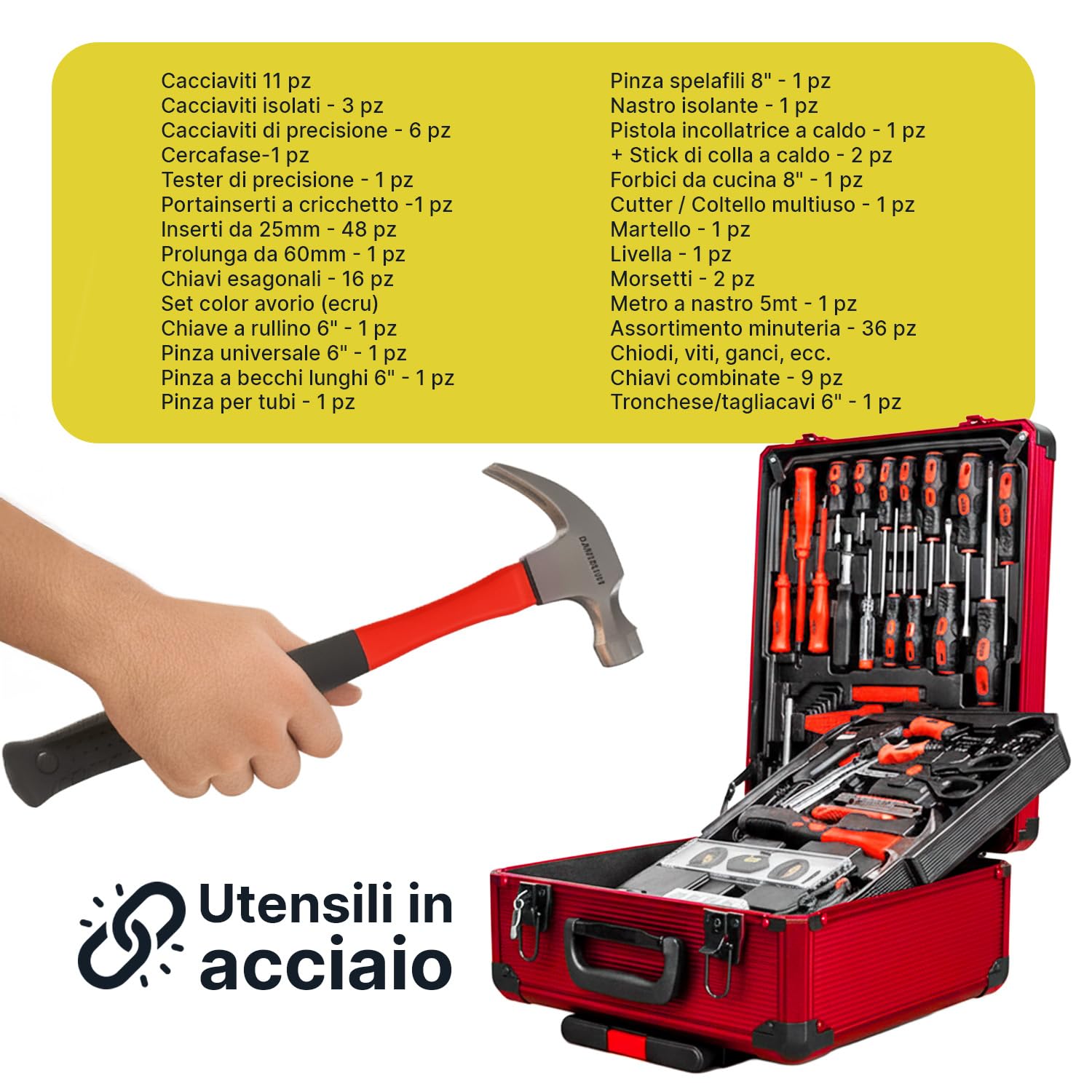 WINTEM - Trolley Porta Attrezzi 699 Pezzi Inclusi, cassetta Attrezzi Completa, Acciaio Cromo-Vanadio (CR-V) - Ruote Silenziate, Manico Telescopico e 4 Vassoi Estraibili - Kit Utensili, Casa e Officina