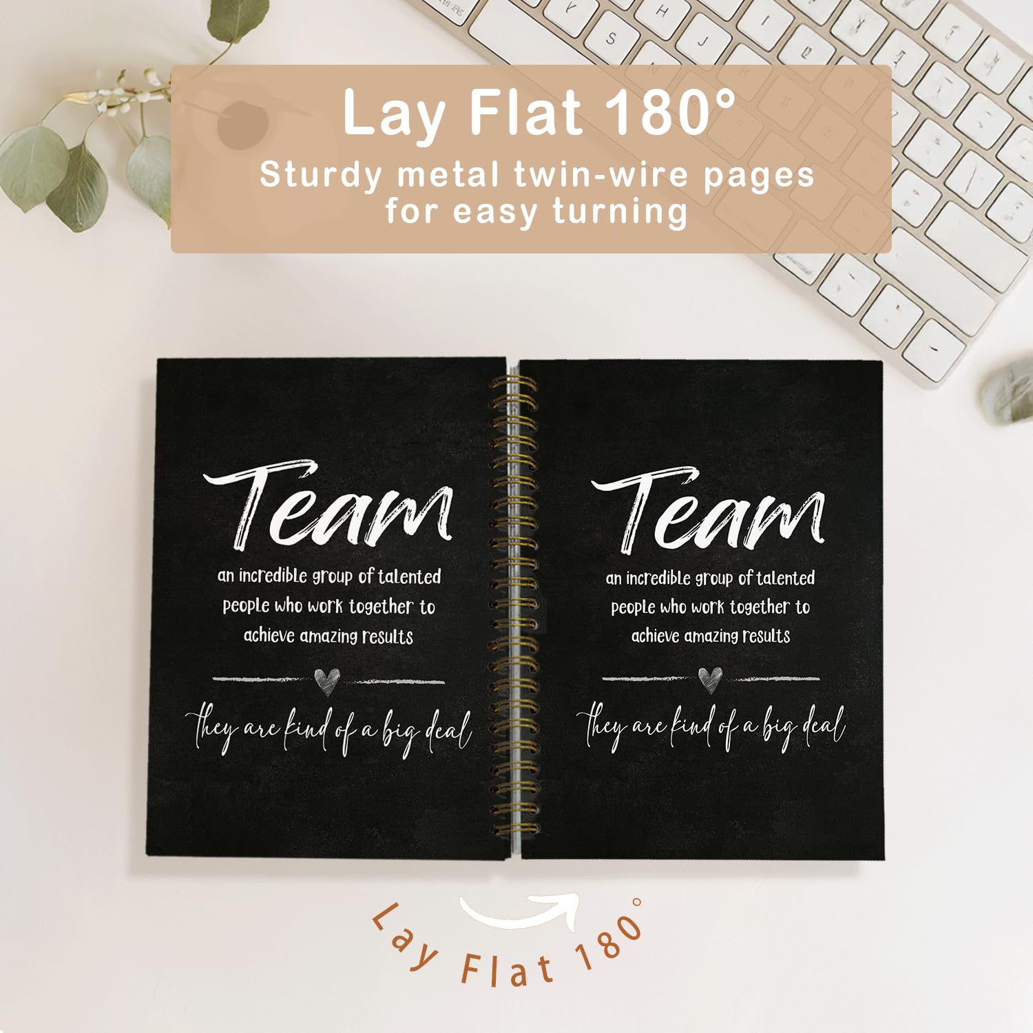 MOFUYU Cuaderno de agradecimiento del equipo, regalos de agradecimiento, cuaderno de reuniones para el trabajo con tapa dura, diario en espiral para compañeros de trabajo, suministros de construcción