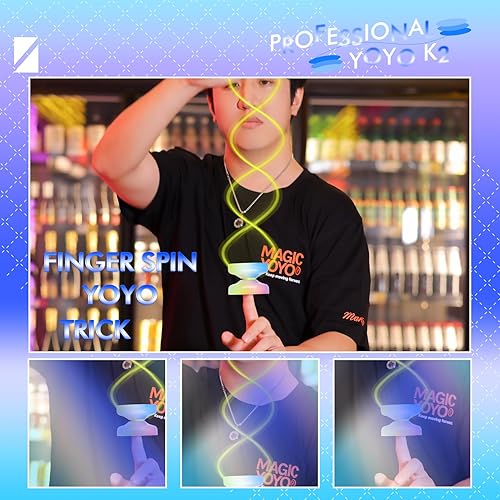 Miniatura 27 de MAGICYOYO K2 Crystal - Yoyo reactivo para niños, 2 yoyos profesionales, de doble función, para trucos con rodamiento no reactivo + 12 cuerdas +