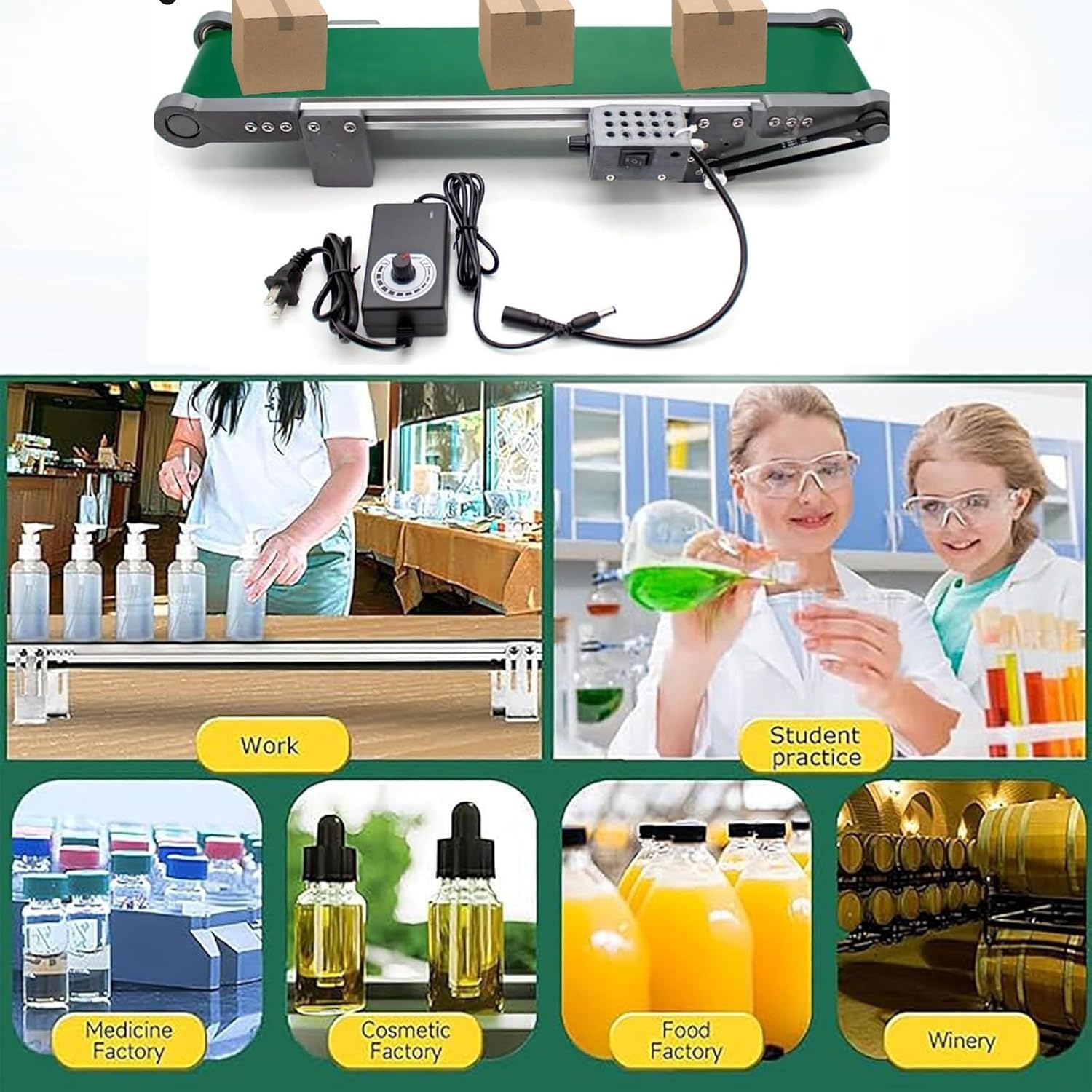 Mini tavola elettrica a nastro trasportatore, velocità regolabile 3 pollici/s, direzione avanti e indietro, efficiente attrezzatura per la movimentazione dei materiali (70 x 10 cm) per un facile