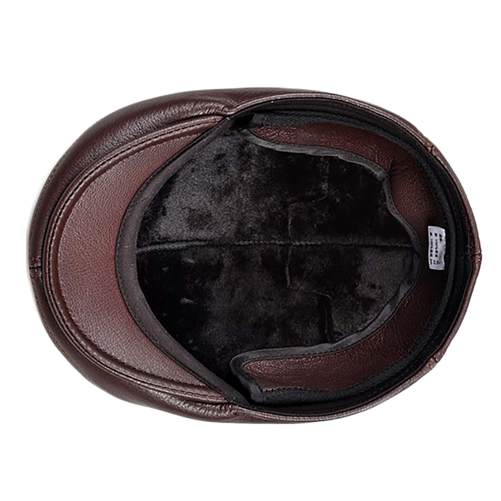 G&F Anziani Pelle Berretto Pelle Uomini Cappello Piatto Inverno Tenere Caldo con Protezioni per Orecchie 55-60 Cm (Color : Black-a, Size : XL)