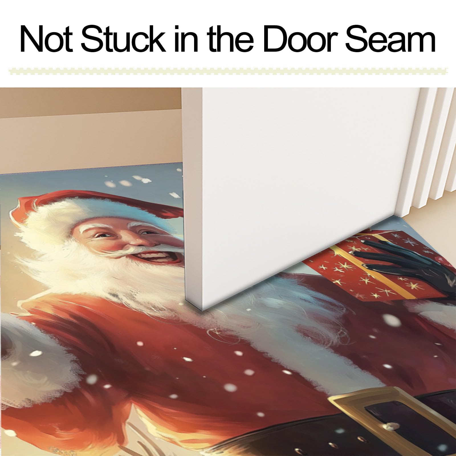 Felpudo De Navidad, Alfombra Papá Noel Retro para Entrada Casa 80X120Cm, Alfombra De Puerta De Entrada, Felpudos Lavables Patrón De Renos De Invierno Azul Grisáceo, Decorativo Casa