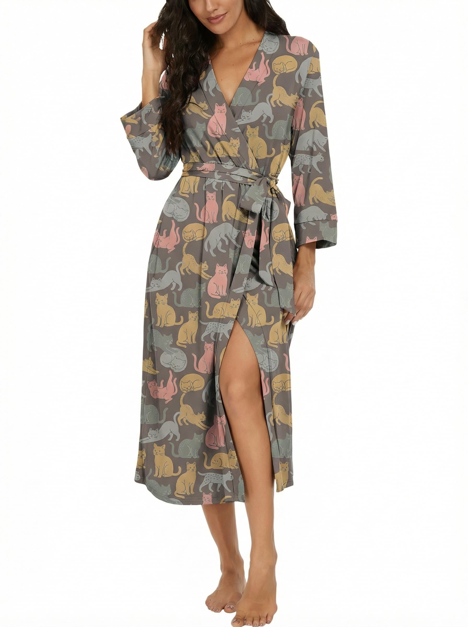 VINTATRE Robes for Women Long Knit Bathrobe XS-4XL