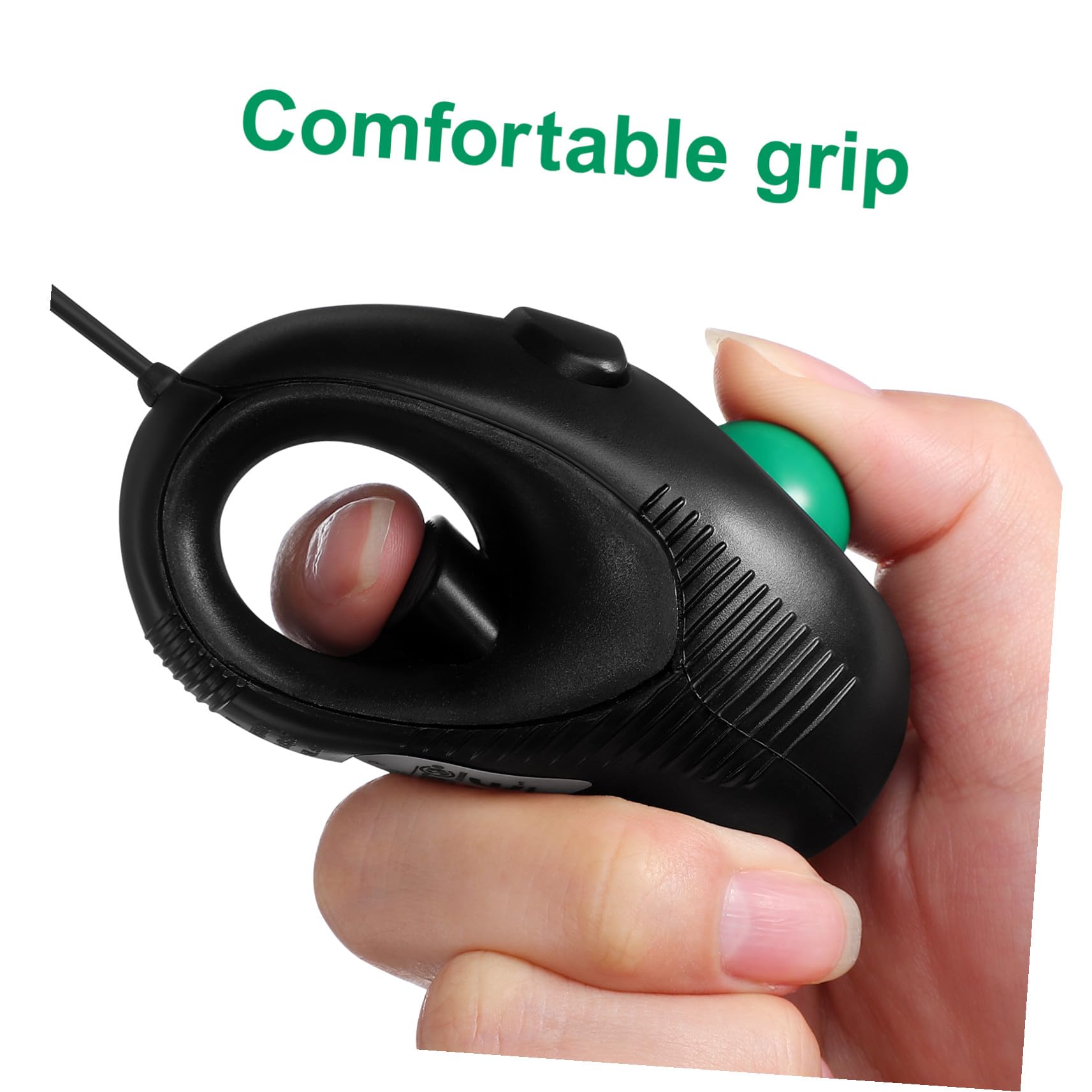 iplusmile Mouse Ergonomico con Trackball 4D USB Cablato Portatile per Laptop e Desktop con Controllo Pollice, Design Compatto in Plastica Rigida Nera per Ufficio e Viaggio