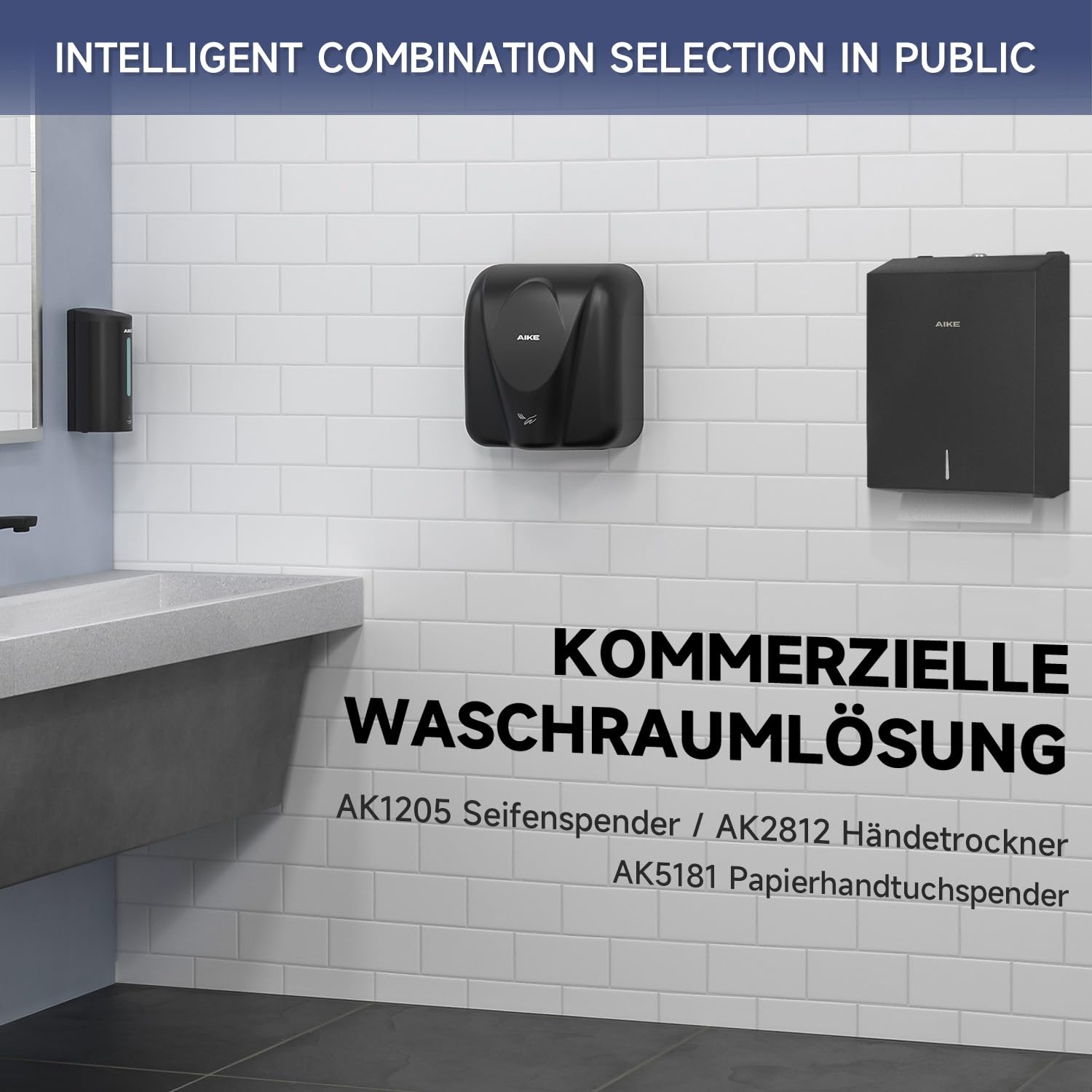 AIKE 400 Blatt Papierhandtuchspender Commercial Edelstahl Wandmontage mit Schloss AK5181 (H2 und Z/N-Falt gefaltet Größe 27 x 10 cm oder Kleiner)