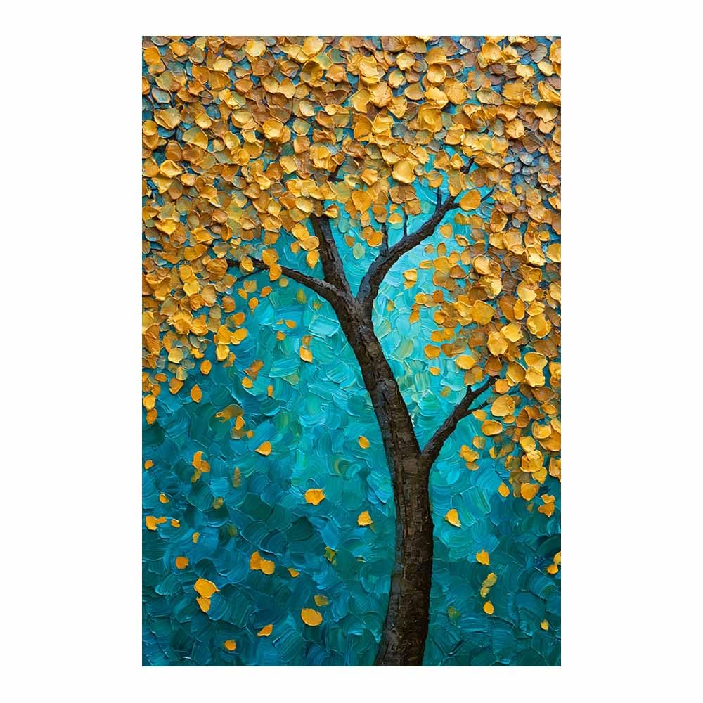 PUQAAEO Tree Of Life Wall Art Textured Blues Foliage Tree Modern Abstract Print Poster,Aesthetic Wall Art For Farmhouse Home Wall Hanging Decoration Supplies(Multicolor)-80x120cm Unframed