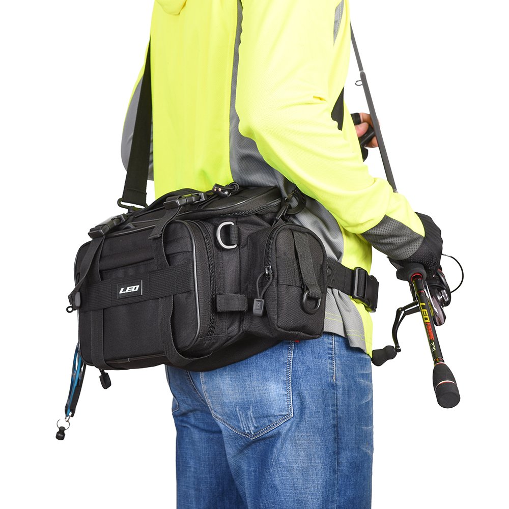 LIXADA Sac de pêche multifonctionnel Bandoulière Taille Sac à leurres Tackle Utilitaire Stockage Plein air
