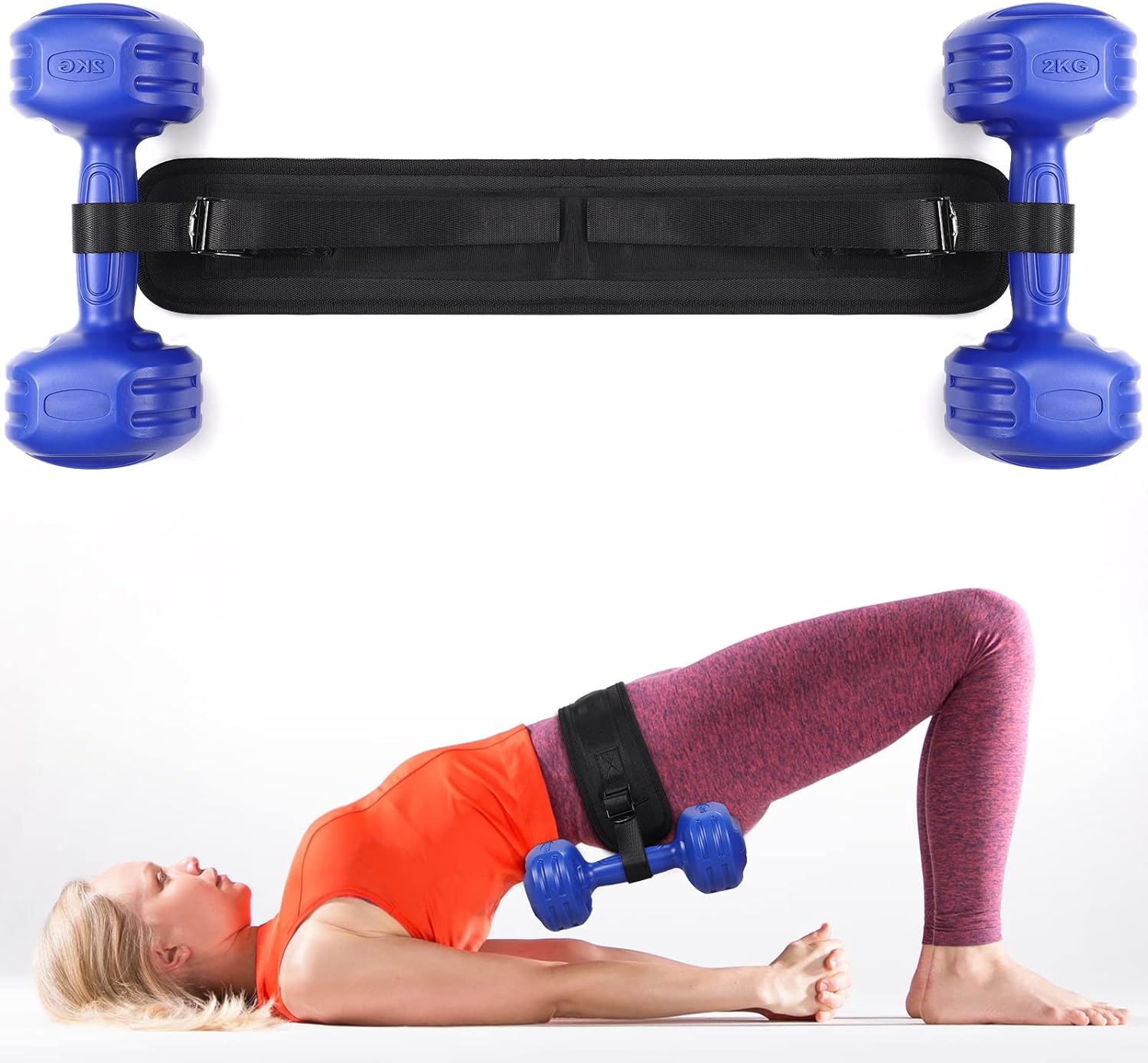 Gsbomzap Hip Thrust Belt for Dumbbells, Kettlebells, Plates, up to 50kg