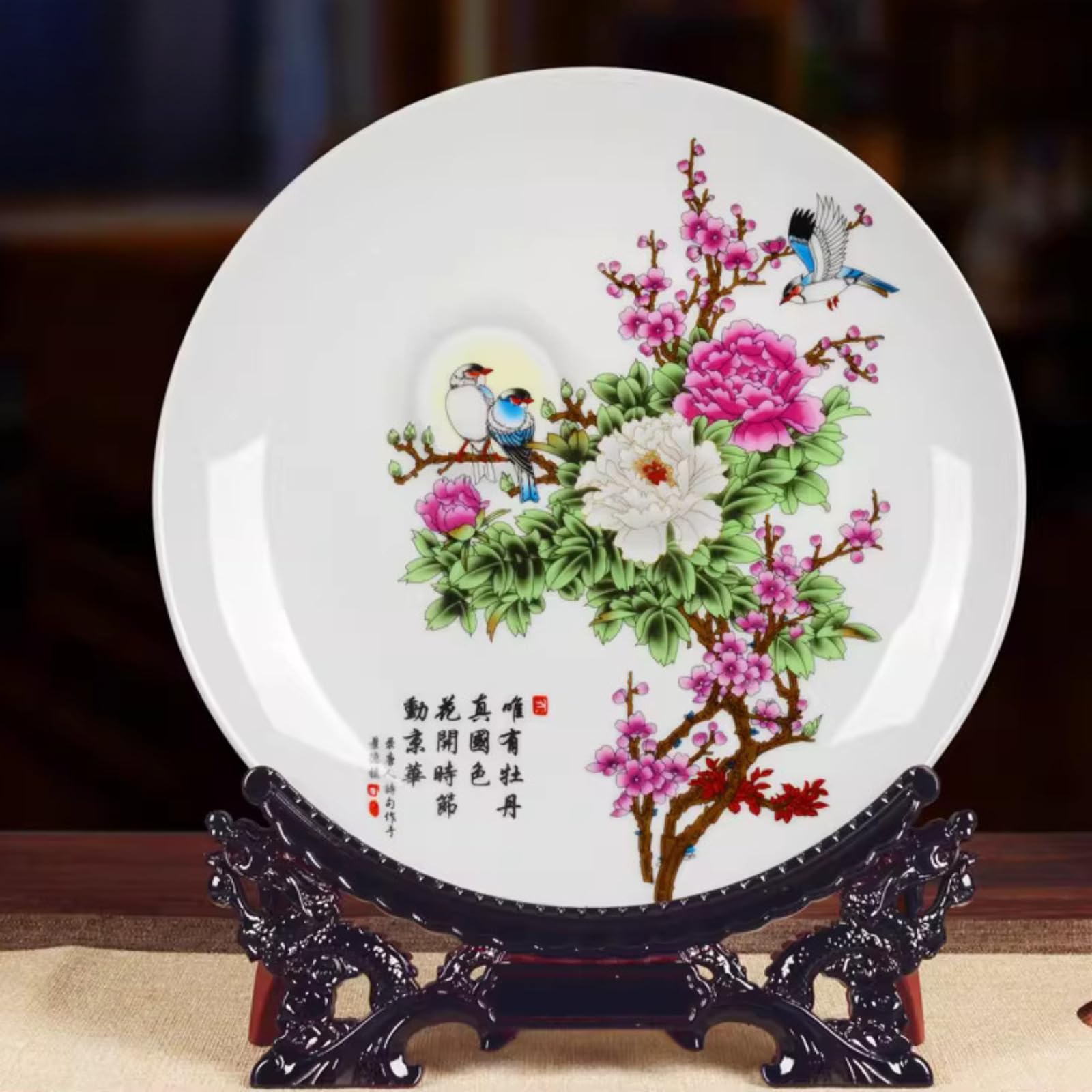 Assiette en céramique 26 cm style chinois pour sublimer la décoration de votre salon branché