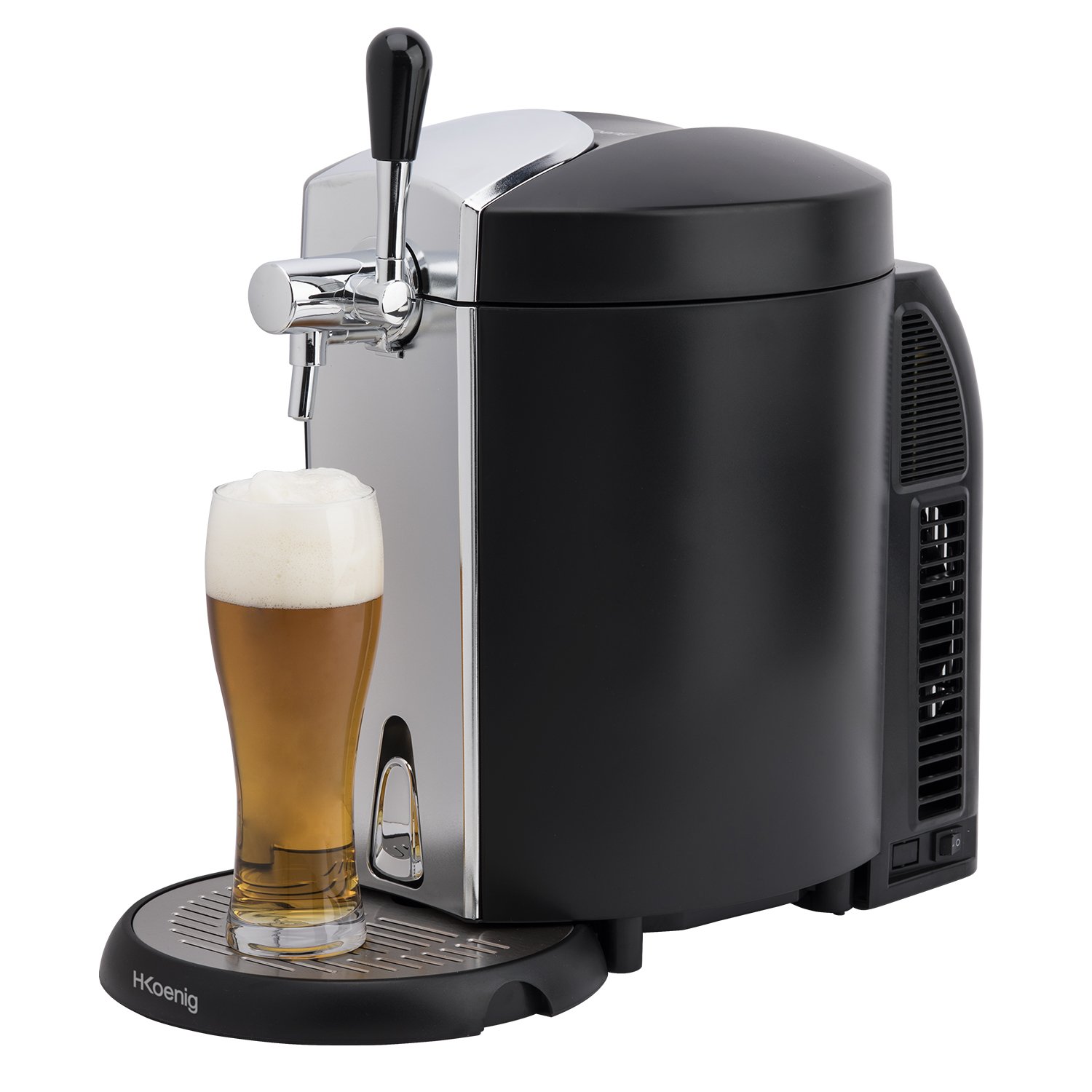 H.Koenig BW1778, spillatore birra compatibile con tutti i fusti pressurizzati universali da 5L, in acciaio inox, maniglia e vassoio rimovibili, professionale, universale, raffreddamento integrato 4°C