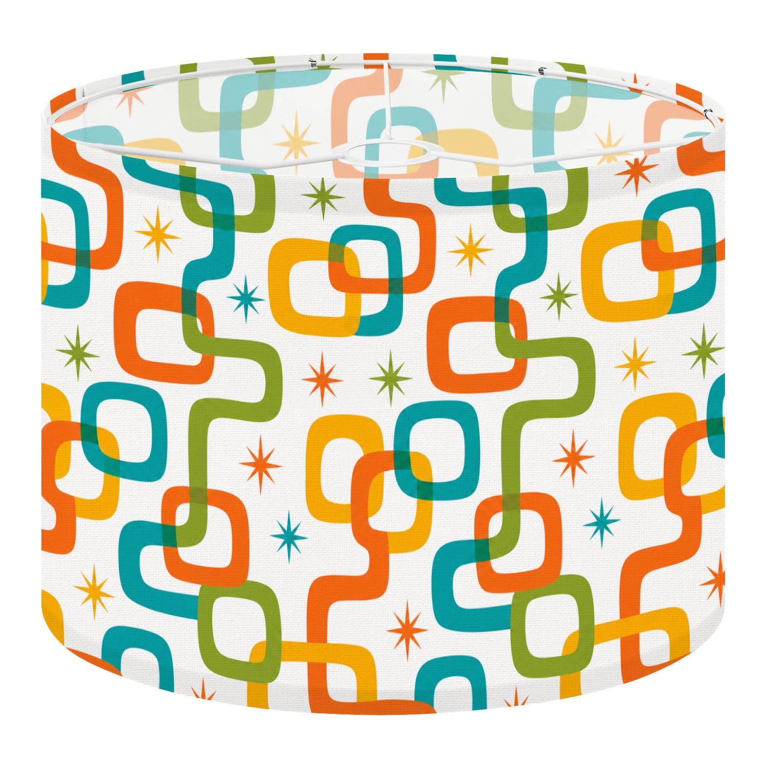 Deruinvaio Multi6 Drum Lamp Shades Retro Geometric Colorful 13"X13"X10" Medium Lampshade Diy Replacement Lamp Shade For Table Lamps Floor Lamps Required Assembly