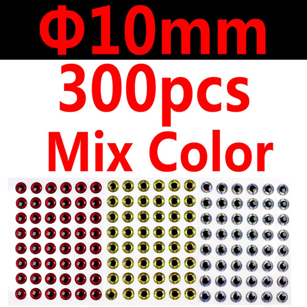 wifreo 300PCS 3D Bionic Fish Eyes Fly Tying Material Lure Eyes 2mm 3mm 4mm 5mm 6mm 7mm 8mm 9mm 10mm