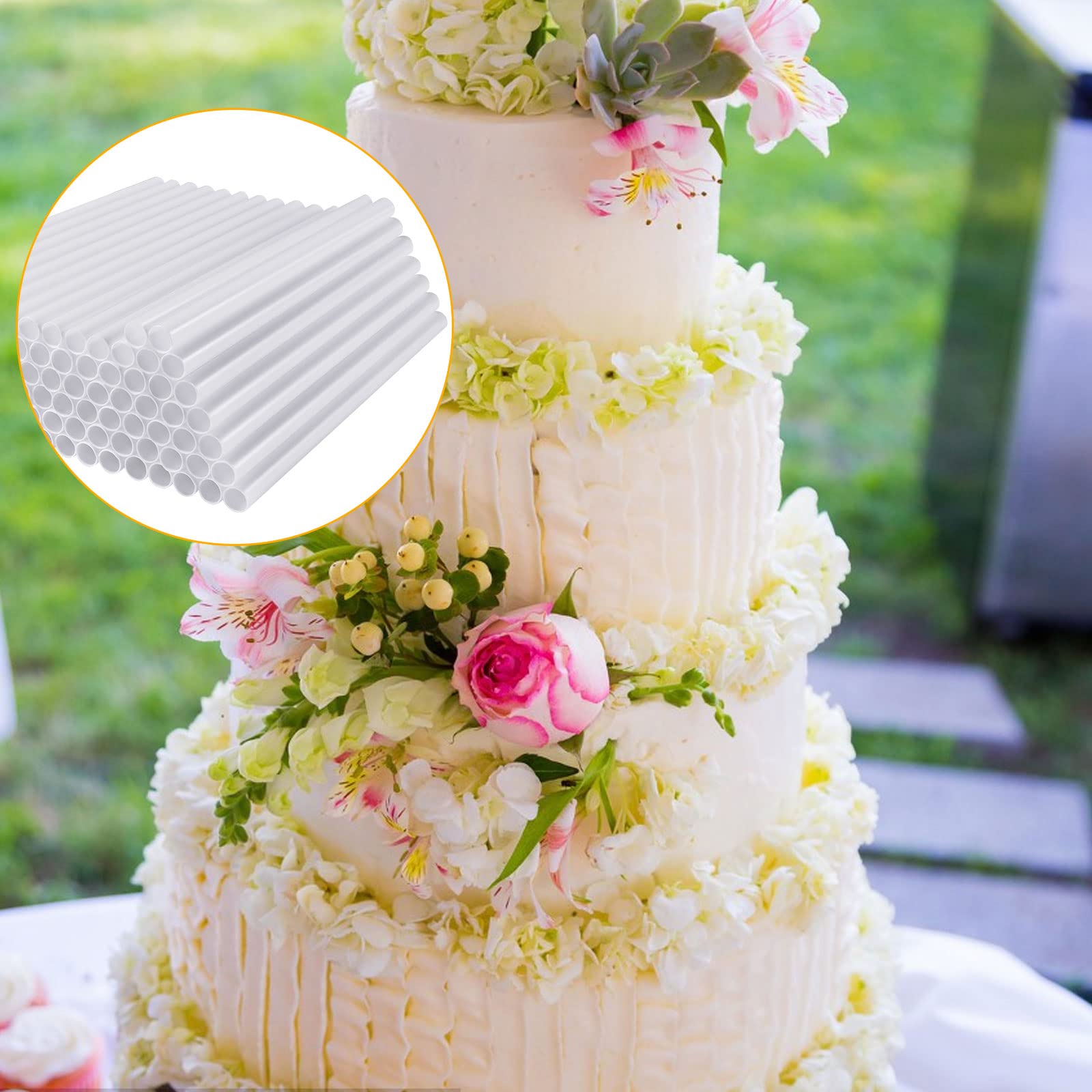 30 Tasselli Porta Torta In Plastica Bianca, 24 Cm X 1,2 Cm, Resistenti E Riutilizzabili Per Torte A Più Piani - 2