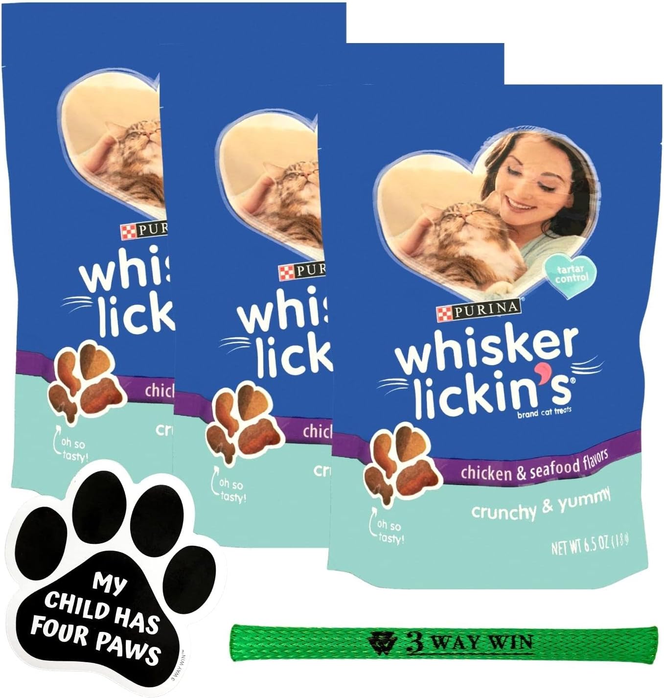 Whisker Lickin's Cat Treats Bundle Includes 3 Bags of