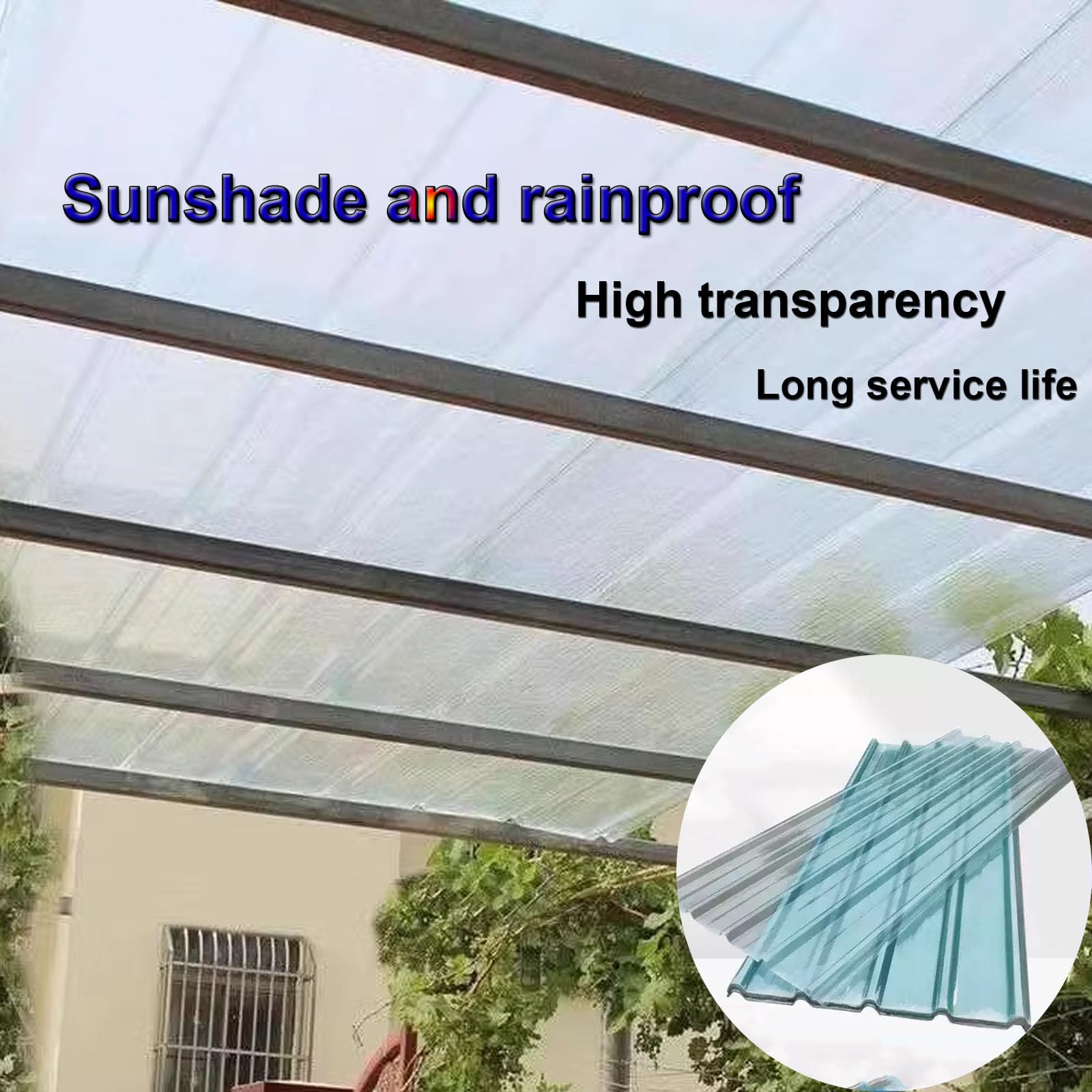 Hojas De Techo Corrugado, Planchas Transparentes Tejados De 1 Mm De Espesor, Placa De Iluminación Natural De Fibra De Vidrio, Placa Ondulada Anti-UV Para Uso En Exteriores (0.9×1.7m/35×67in)